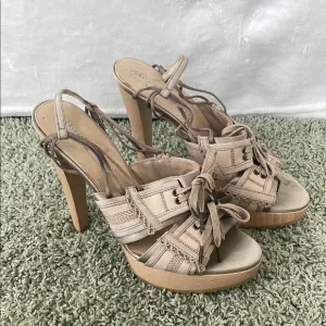 Stella McCartney beige platform sling back sandals size 8
