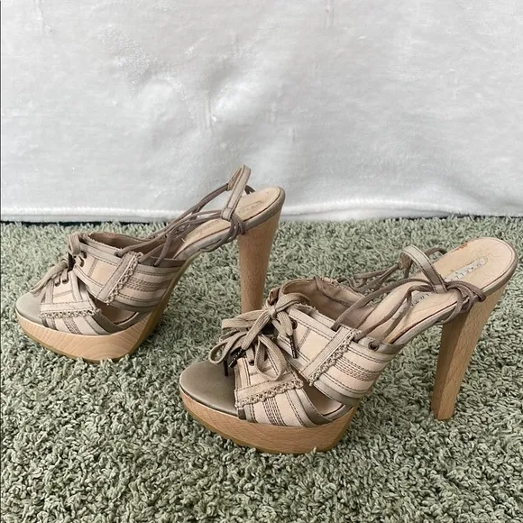 Stella McCartney beige platform sling back sandals size 8