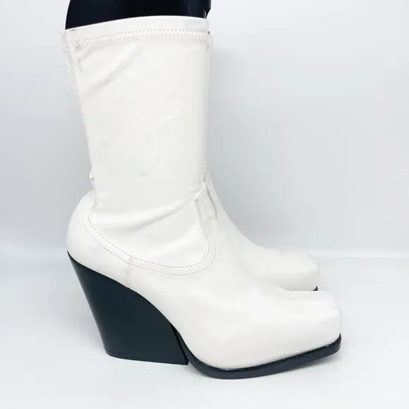 Stella McCartney Women's Cowboy Stretch Ankle Boots Vegan White Size 37