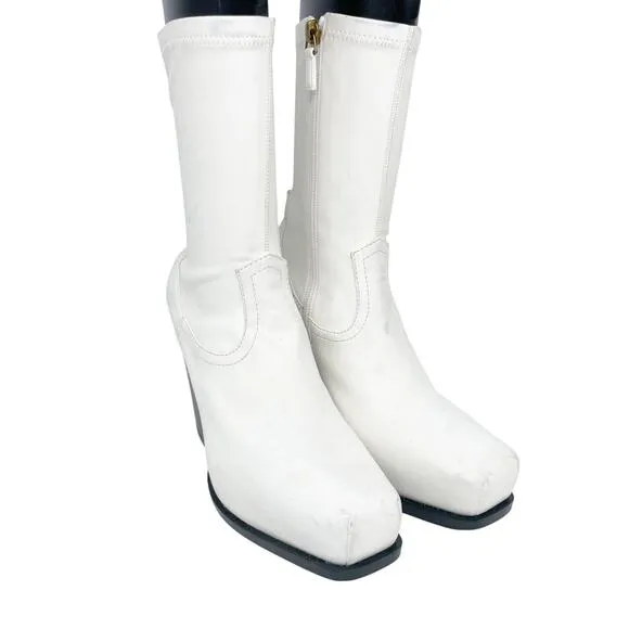 Stella McCartney Women's Cowboy Stretch Ankle Boots Vegan White Size 37