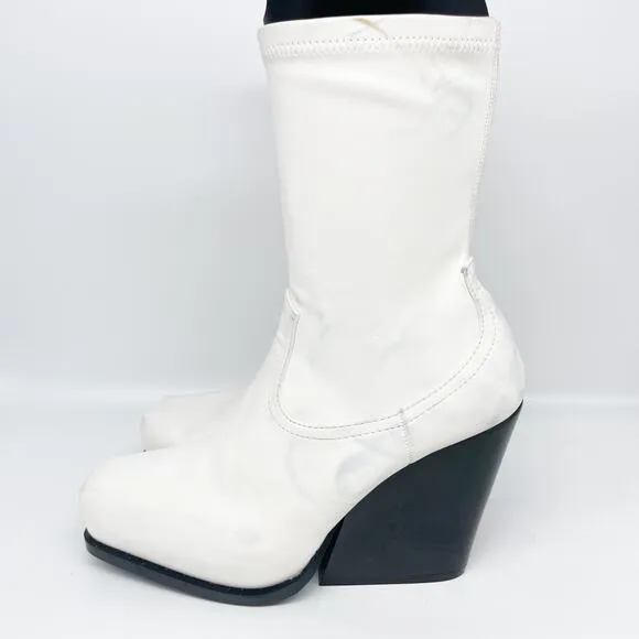 Stella McCartney Women's Cowboy Stretch Ankle Boots Vegan White Size 37