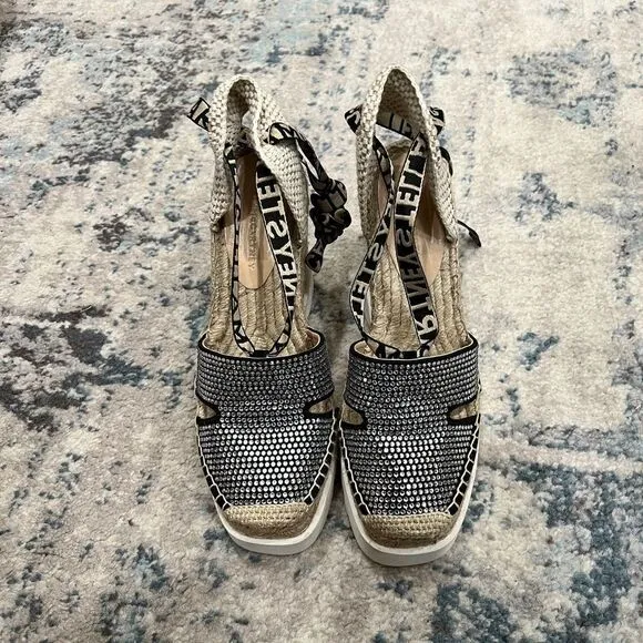 Stella McCartney Gaia Platform Logo Wedge Espadrille Sandals Size 41 / US 11