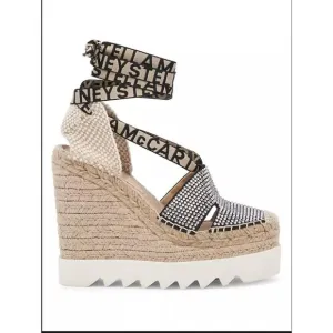 Stella McCartney Gaia Platform Logo Wedge Espadrille Sandals Size 41 / US 11