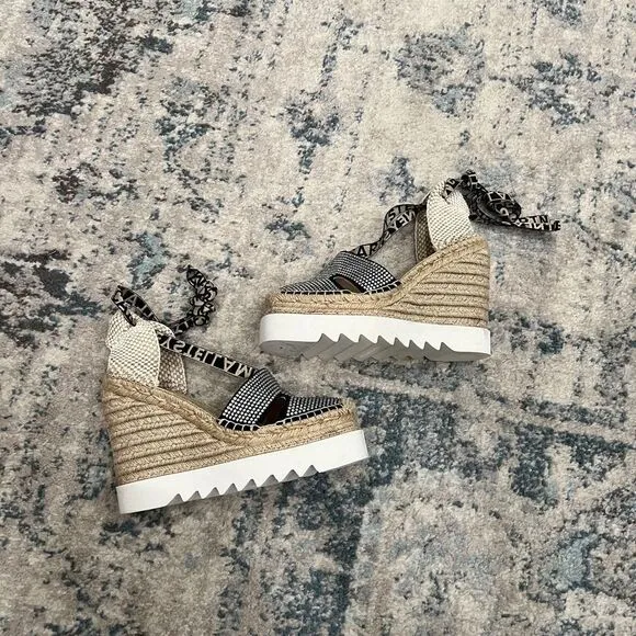 Stella McCartney Gaia Platform Logo Wedge Espadrille Sandals Size 41 / US 11