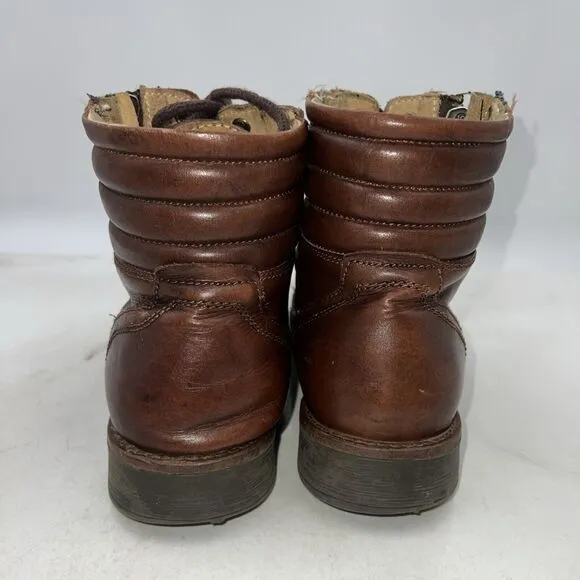 Steve Madden Boots Mens US Sz 9 Brown Leather Prive Biker Boots Zip Closure
