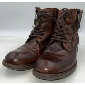 Steve Madden Boots Mens US Sz 9 Brown Leather Prive Biker Boots Zip Closure