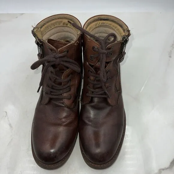 Steve Madden Boots Mens US Sz 9 Brown Leather Prive Biker Boots Zip Closure