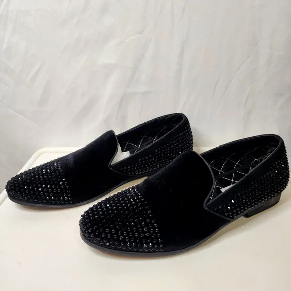 Steve Madden Clarity Men's Black Rinestone Studded Loafers Slip-On Size 10 1/2