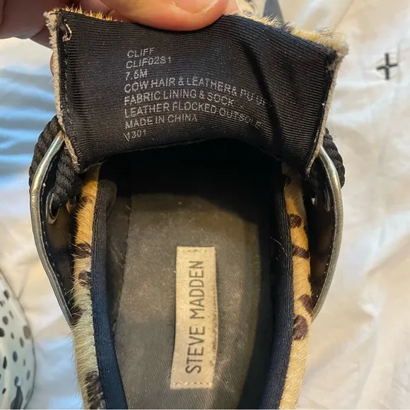 Steve Madden Cliff maximal Cowhair leopard print  Leather Sneaker Shoes Size 7.5