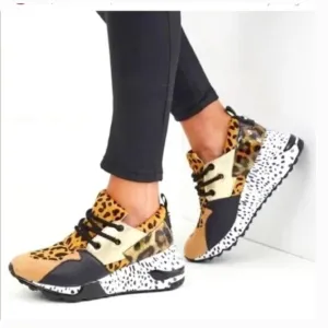 Steve Madden Cliff maximal Cowhair leopard print  Leather Sneaker Shoes Size 7.5