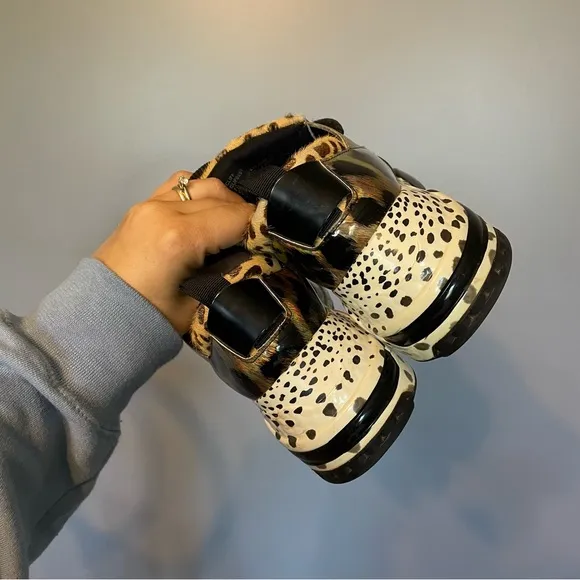 Steve Madden Cliff maximal Cowhair leopard print  Leather Sneaker Shoes Size 7.5