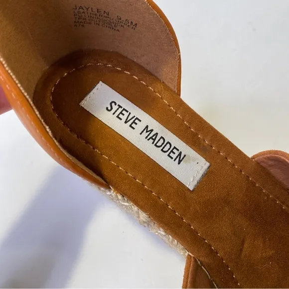 Steve Madden JAYLEN Platform Espadrille Wedge Sandals Size 9.5M in Cognac Camel