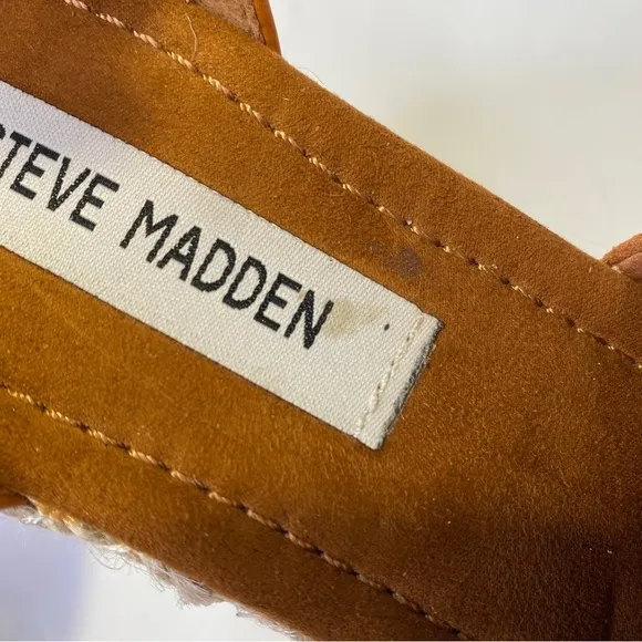 Steve Madden JAYLEN Platform Espadrille Wedge Sandals Size 9.5M in Cognac Camel