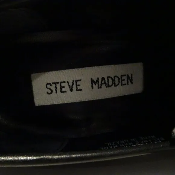 Steve Madden Marvel Penny Loafer 6B Black Leather Block Heel Chunky Y2K Square