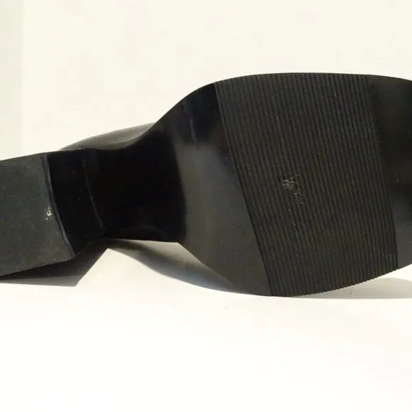 Steve Madden Marvel Penny Loafer 6B Black Leather Block Heel Chunky Y2K Square