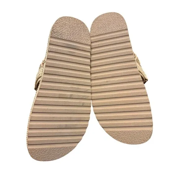 Steve Madden NWOT Bigmona Platform Footbed Sandals Natural Raffia Summer 9-1/2