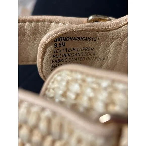 Steve Madden NWOT Bigmona Platform Footbed Sandals Natural Raffia Summer 9-1/2