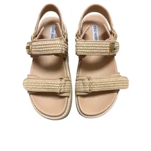 Steve Madden NWOT Bigmona Platform Footbed Sandals Natural Raffia Summer 9-1/2