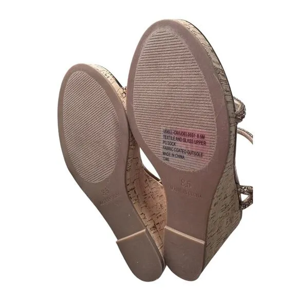 Steve Madden Revolve Womens Udell Wedge 4” Heels In Bronze Sandal Shoe, Size 8.5
