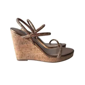 Steve Madden Revolve Womens Udell Wedge 4” Heels In Bronze Sandal Shoe, Size 8.5