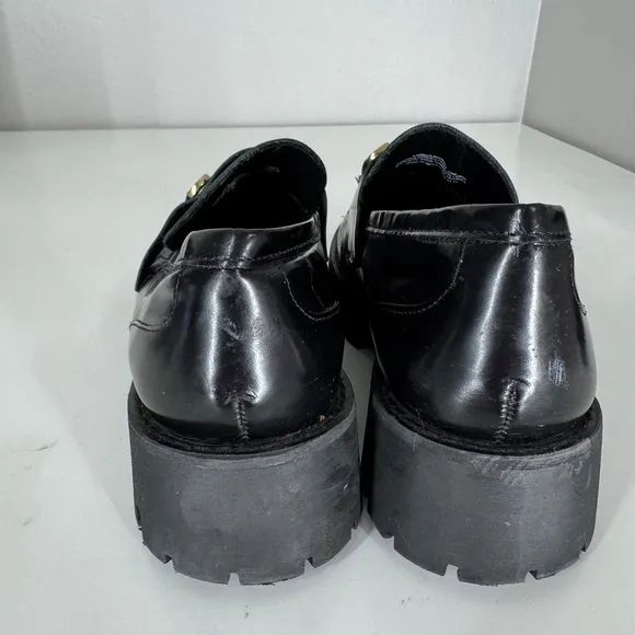 Steve Madden Women's 10 Chunky Classic Lando Black Patent Leather Loafer Shoes