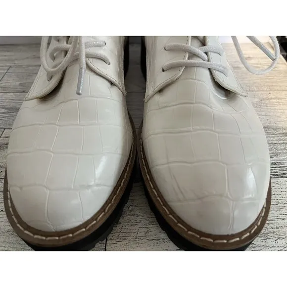 Steve Madden Women's Platform Oxford Chunky Y2K Shoes Acadamia White 7.5 Medium