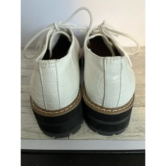Steve Madden Women's Platform Oxford Chunky Y2K Shoes Acadamia White 7.5 Medium