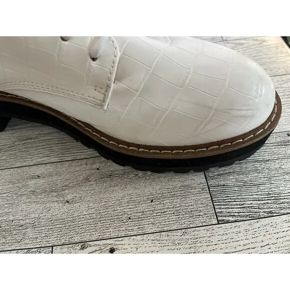 Steve Madden Women's Platform Oxford Chunky Y2K Shoes Acadamia White 7.5 Medium