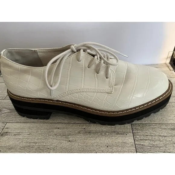 Steve Madden Women's Platform Oxford Chunky Y2K Shoes Acadamia White 7.5 Medium