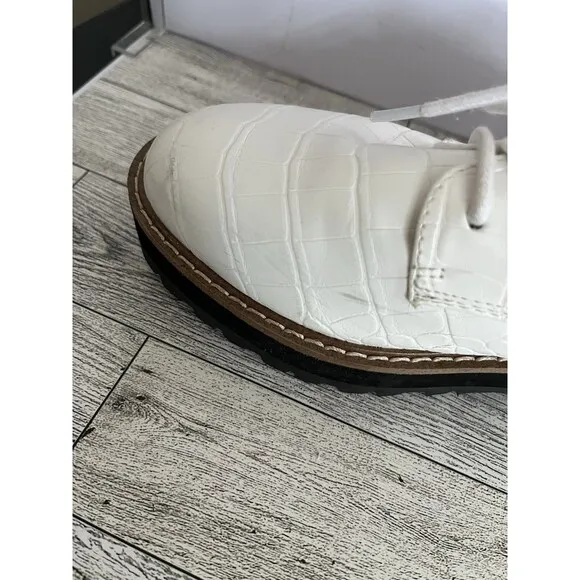 Steve Madden Women's Platform Oxford Chunky Y2K Shoes Acadamia White 7.5 Medium