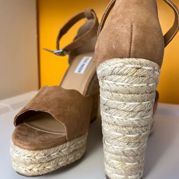 Steve Madden Womens Tan Suede Susana Ankle Straps Wedge Sandals Espadrilles 10M