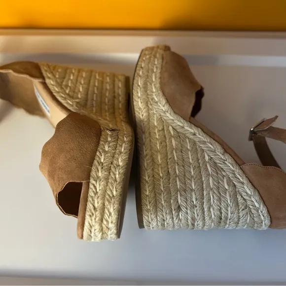 Steve Madden Womens Tan Suede Susana Ankle Straps Wedge Sandals Espadrilles 10M