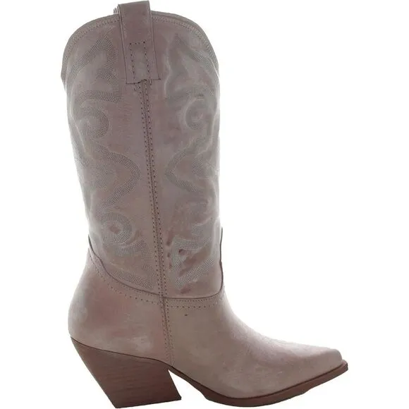 Steve Madden Womens West Pink Embroidered Cowboy, Western Boots Shoes NWOB