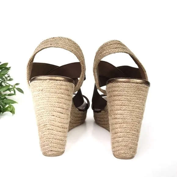 STITCHFIX YELLOW BOX Link Metallic Espadrille Wedge Sandals 8