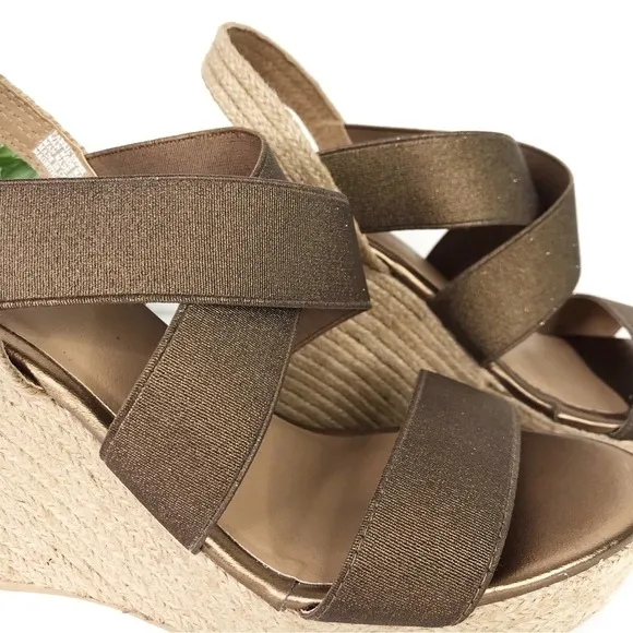 STITCHFIX YELLOW BOX Link Metallic Espadrille Wedge Sandals 8