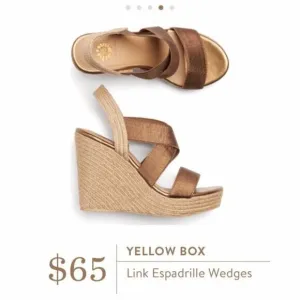 STITCHFIX YELLOW BOX Link Metallic Espadrille Wedge Sandals 8