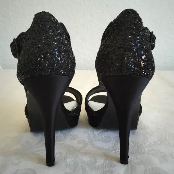 Stuart Weitzman Black glitter sandals