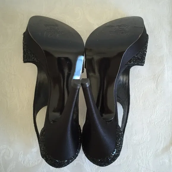 Stuart Weitzman Black glitter sandals