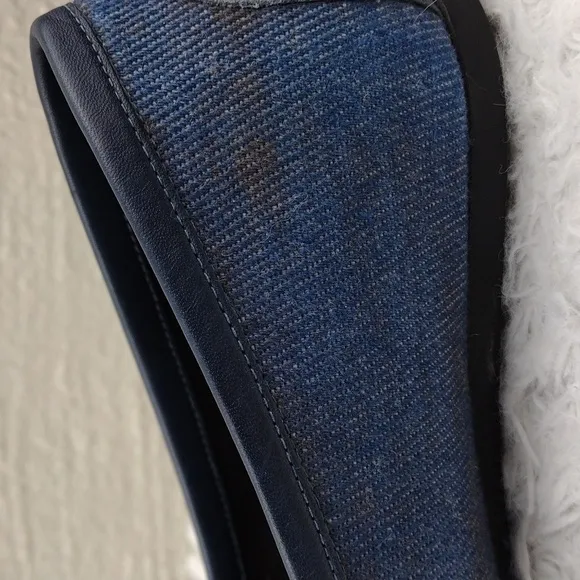 Stuart Weitzman Blue Fabric Tassel Detail Upper Round Toe Slip On Flat Loafer