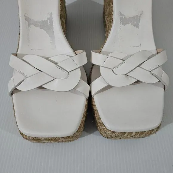 Stuart Weitzman Braida Max Sandal Espadrille Wedge White Leather Size 9.5