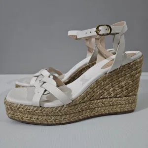 Stuart Weitzman Braida Max Sandal Espadrille Wedge White Leather Size 9.5