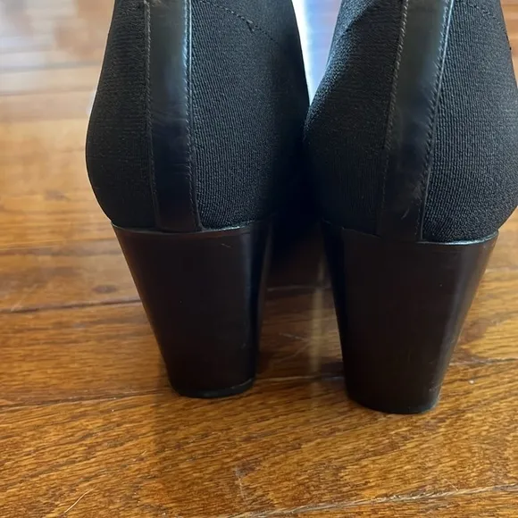 Stuart Weitzman | Chocolate Brown Chunky Heel Ankle Bootie Stretch Fabric Size 8