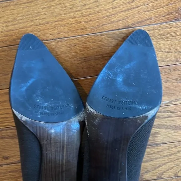 Stuart Weitzman | Chocolate Brown Chunky Heel Ankle Bootie Stretch Fabric Size 8