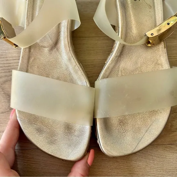 Stuart Weitzman Clear Strap Platform Wedge Sandals | Size 5.5