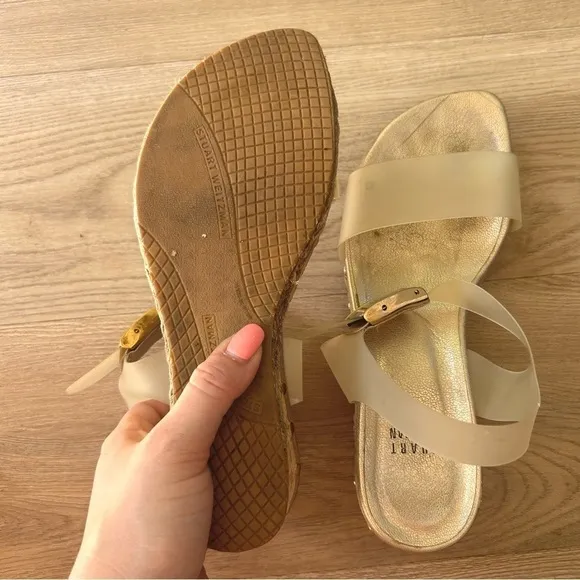 Stuart Weitzman Clear Strap Platform Wedge Sandals | Size 5.5