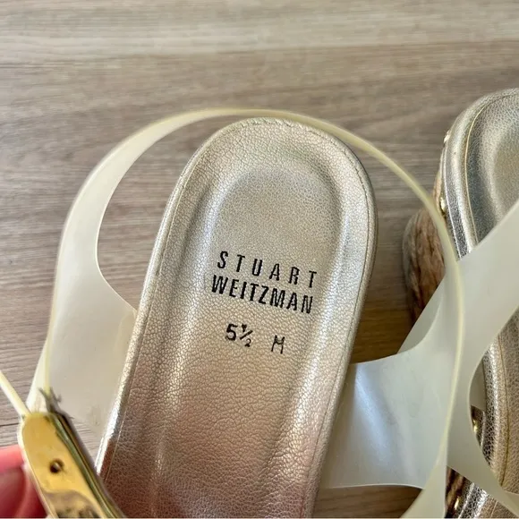Stuart Weitzman Clear Strap Platform Wedge Sandals | Size 5.5