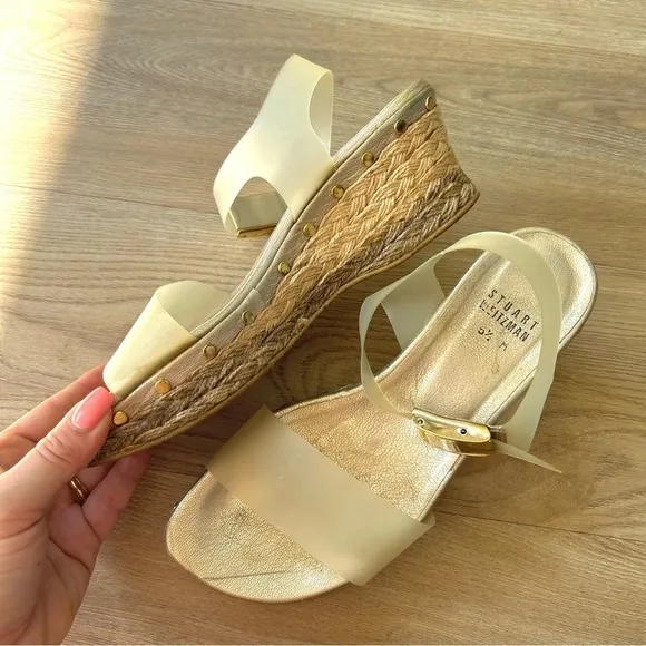 Stuart Weitzman Clear Strap Platform Wedge Sandals | Size 5.5