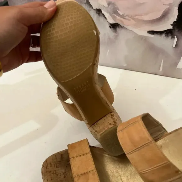 Stuart Weitzman cork sandals chunky platform sz 9
