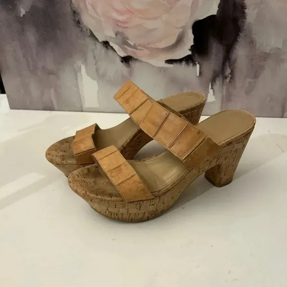 Stuart Weitzman cork sandals chunky platform sz 9