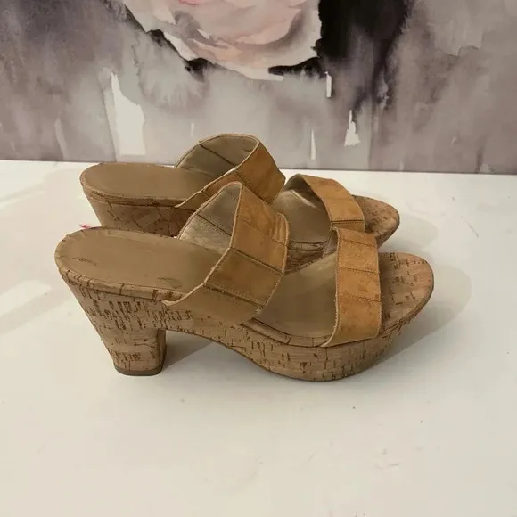 Stuart Weitzman cork sandals chunky platform sz 9